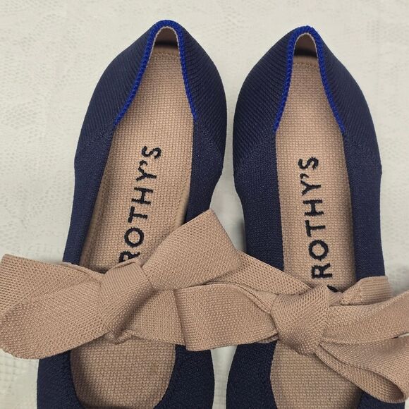 Rothy's Mary Jane Bow Flats in Sapphire Deep Navy Blue Womens 6.5 - Picture 2 of 8